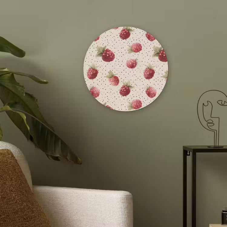 Framboos - Stippen - Rood Akoestische PET Vilt - Rond klein 838 -sfeer2
