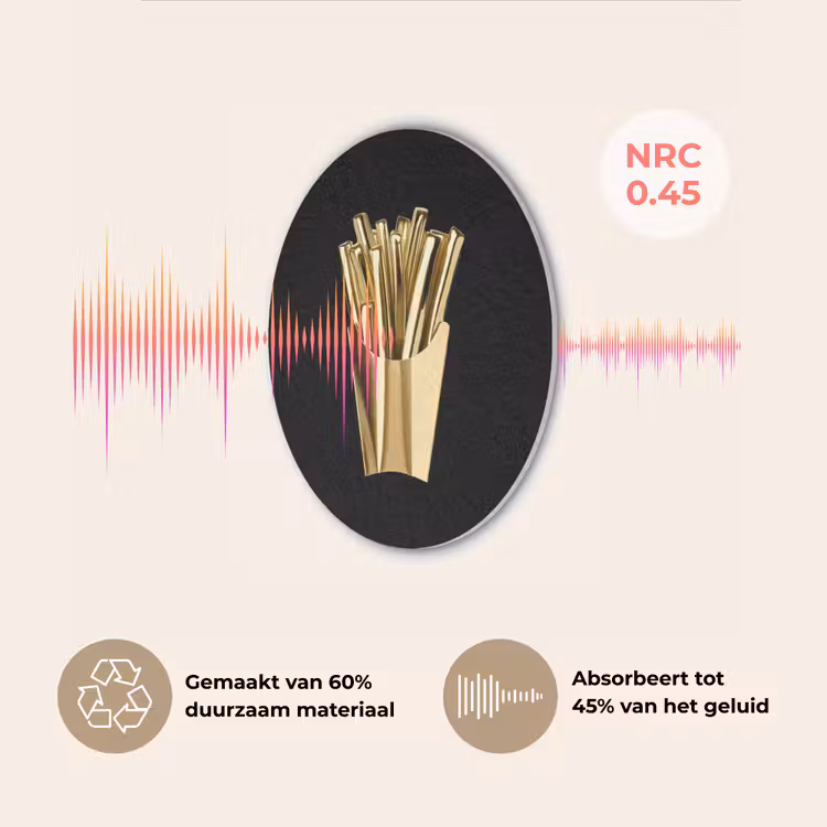 Friet - Goud - Chrome - Eten Akoestische PET Vilt - Rond klein -USP_NL