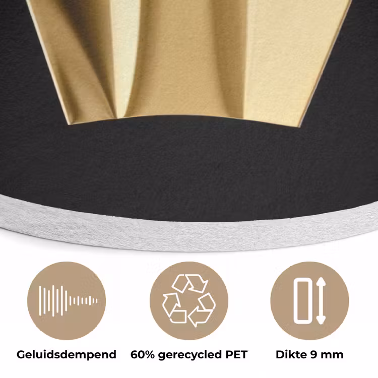 Friet - Goud - Chrome - Eten Akoestische PET Vilt - Rond klein -closeup_NL