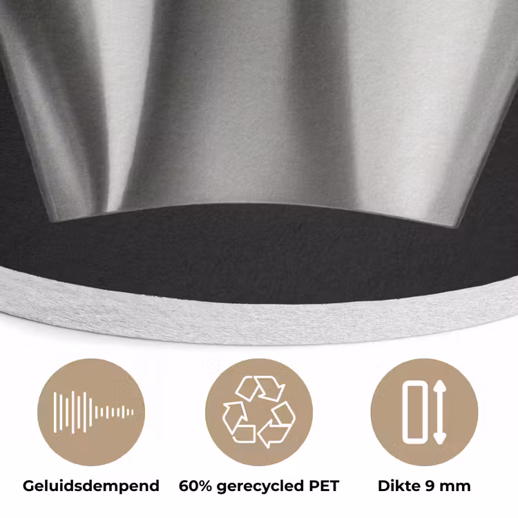 Frietjes - Futuristisch - Zilver Akoestische PET Vilt - Rond klein -closeup_NL