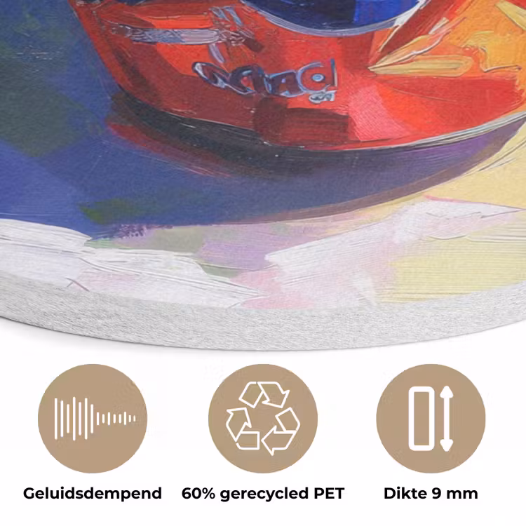 Frisdrank - Blik - Paars Akoestische PET Vilt - Rond klein -closeup_NL