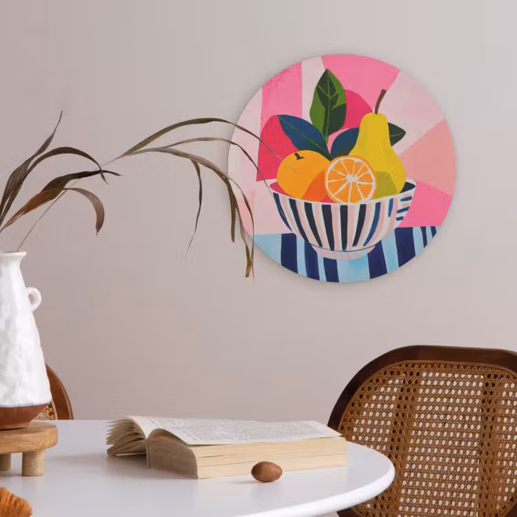 Fruit - Abstracte achtergrond - Roze Akoestische PET Vilt - Rond klein -sfeer3