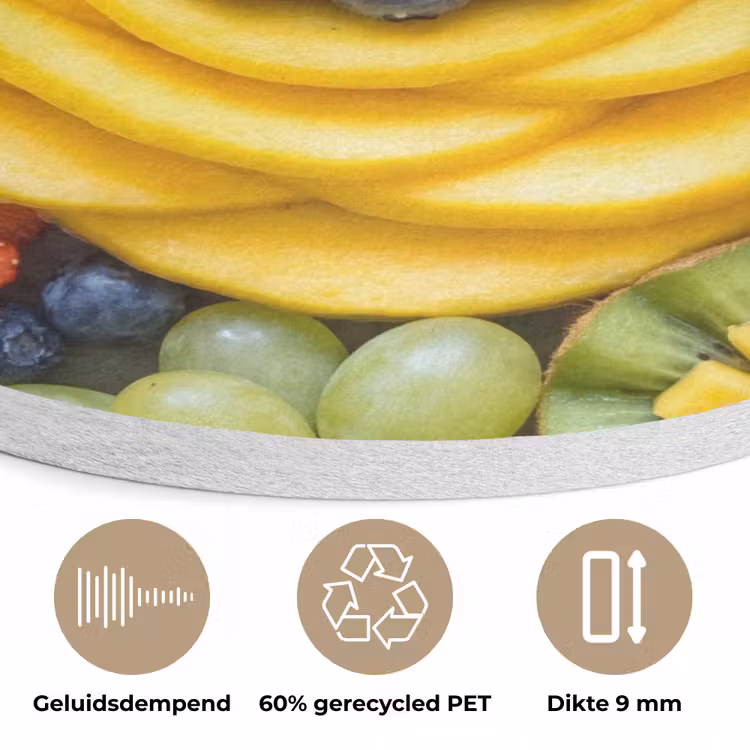 Fruit - Arrangement - Gezond - Kleurrijk - Eten Akoestische PET Vilt - Rond klein -closeup_NL