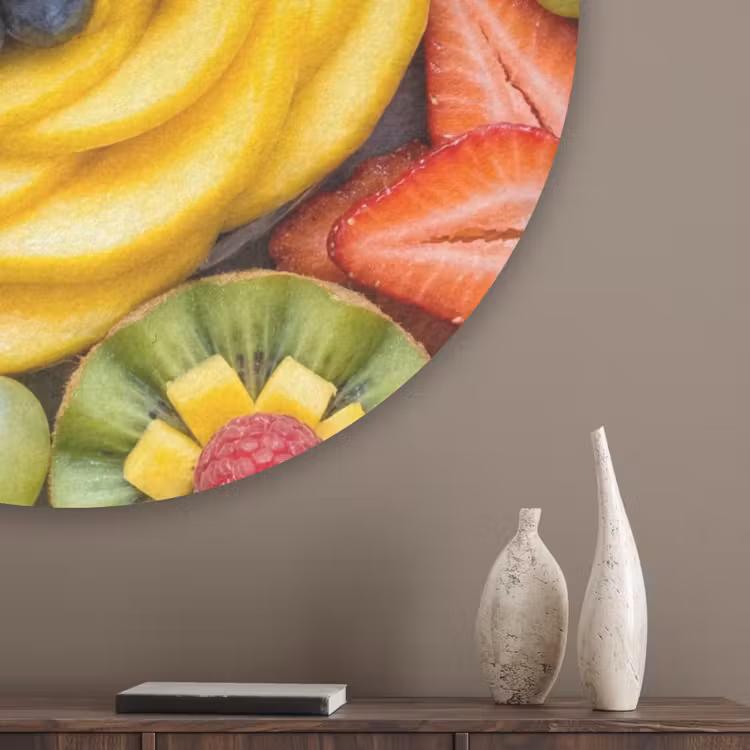 Fruit - Arrangement - Gezond - Kleurrijk - Eten Akoestische PET Vilt - Rond klein -sfeer5_closeup