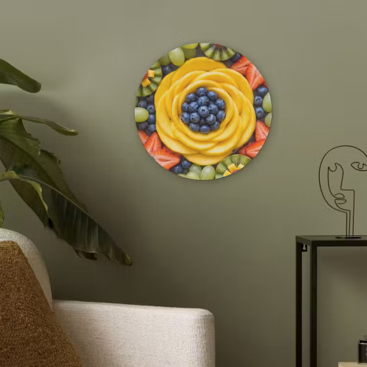 Fruit - Arrangement - Gezond - Kleurrijk - Eten Akoestische PET Vilt - Rond klein -sfeer2