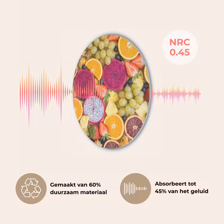 Fruit - Assortiment - Kleurrijk - Gezondheid Akoestische PET Vilt - Rond klein -USP_NL