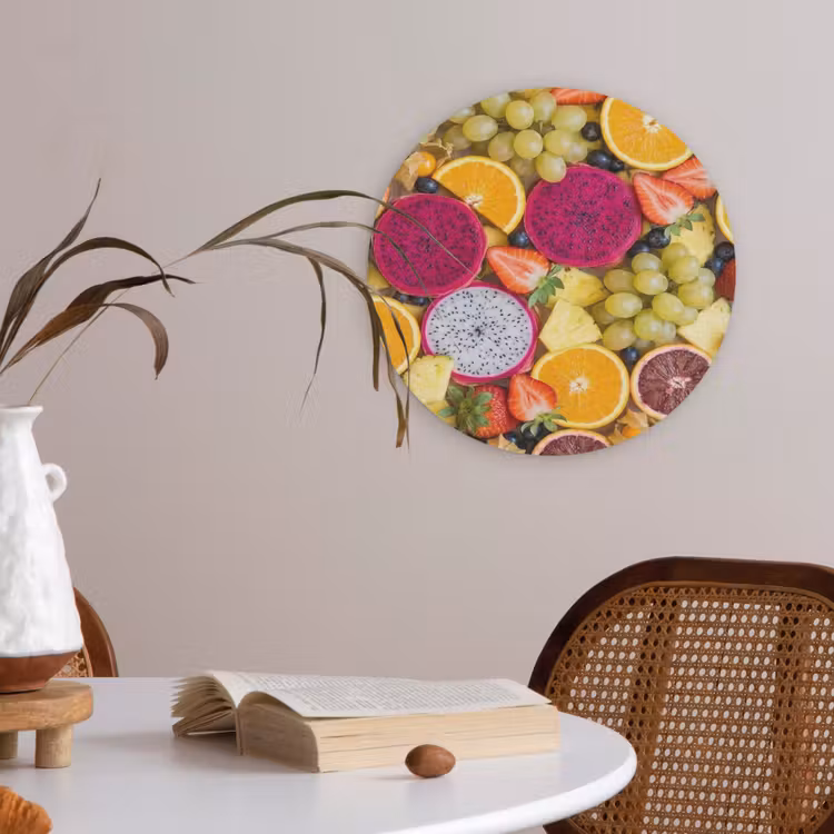 Fruit - Assortiment - Kleurrijk - Gezondheid Akoestische PET Vilt - Rond klein -sfeer3