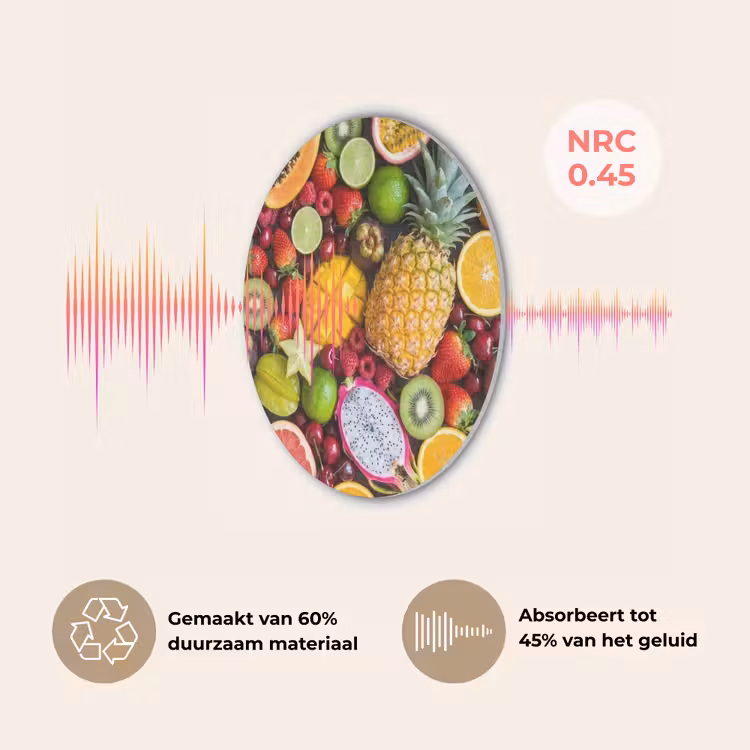 Fruit - Assortiment - Vers - Gezond - Kleurrijk Akoestische PET Vilt - Rond klein -USP_NL