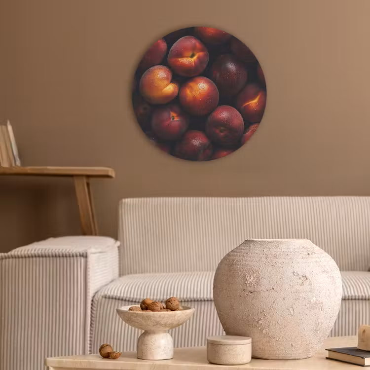 Fruit - Close up - Nectarines Akoestische PET Vilt - Rond klein -sfeer1