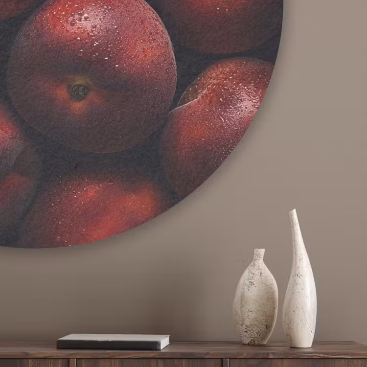 Fruit - Close up - Nectarines Akoestische PET Vilt - Rond klein -sfeer5_closeup