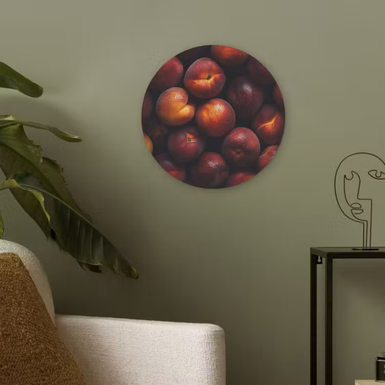 Fruit - Close up - Nectarines Akoestische PET Vilt - Rond klein -sfeer2
