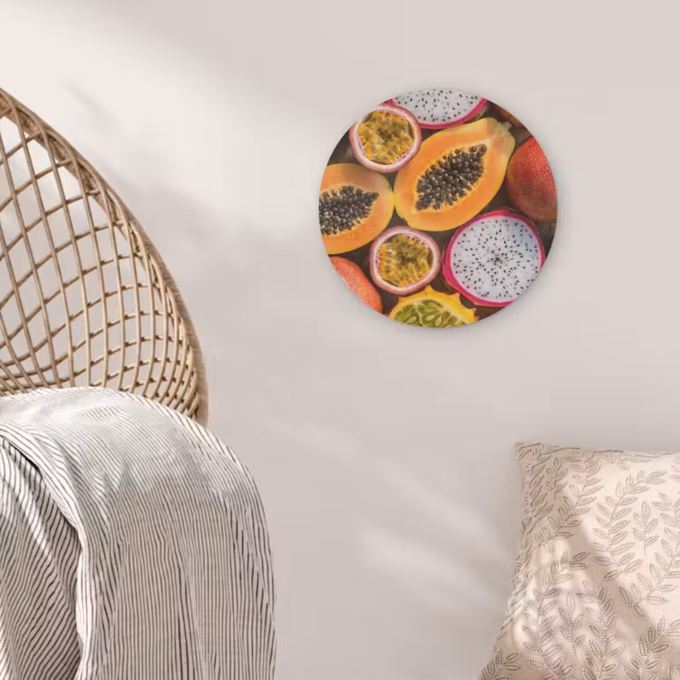 Fruit - Geopend - Tropisch - Eten - Kleurrijk Akoestische PET Vilt - Rond klein -sfeer4