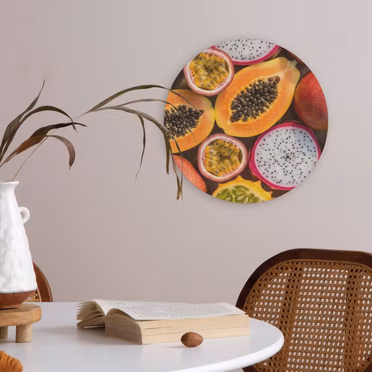 Fruit - Geopend - Tropisch - Eten - Kleurrijk Akoestische PET Vilt - Rond klein -sfeer3