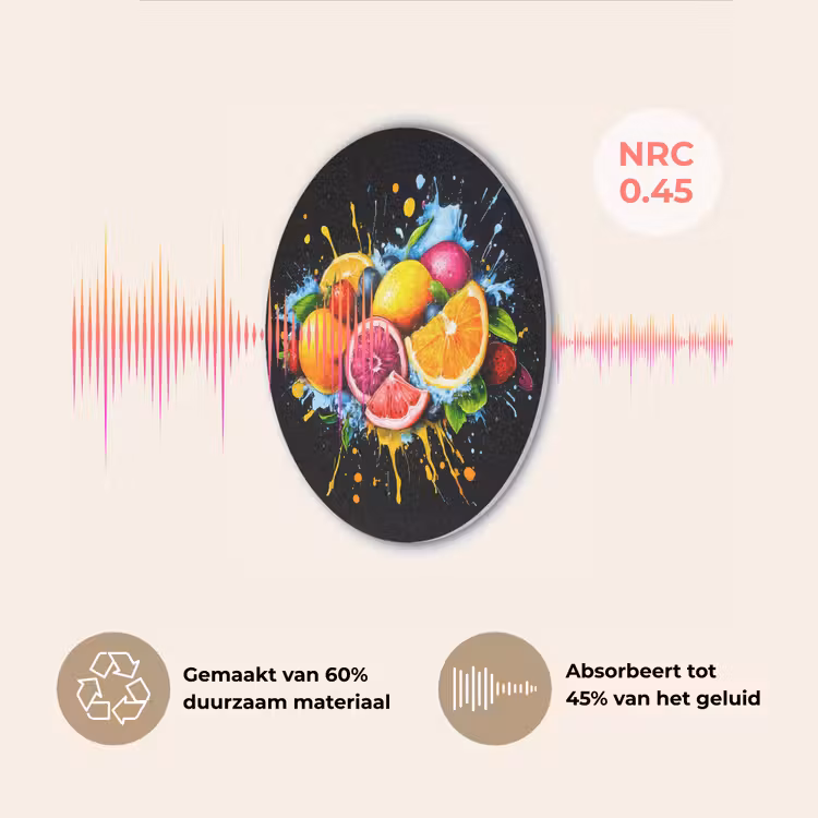 Fruit - Graffiti - Kleurrijk - Sinaasappel - Aardbei - Abstract Akoestische PET Vilt - Rond klein -USP_NL