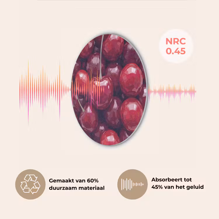 Fruit - Kersen - Eten - Modern - Rood Akoestische PET Vilt - Rond klein -USP_NL