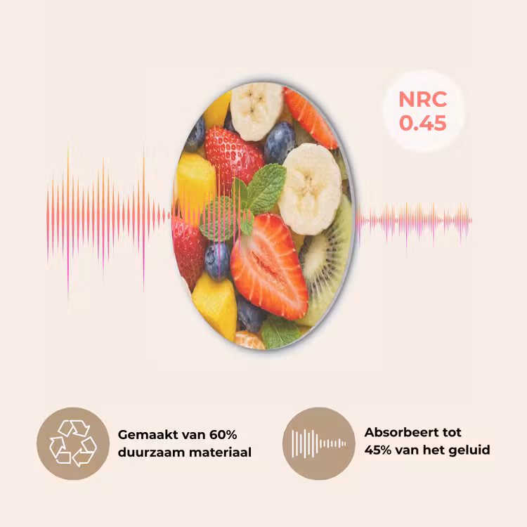 Fruit - Plakjes - Eten - Kleurrijk Akoestische PET Vilt - Rond klein -USP_NL