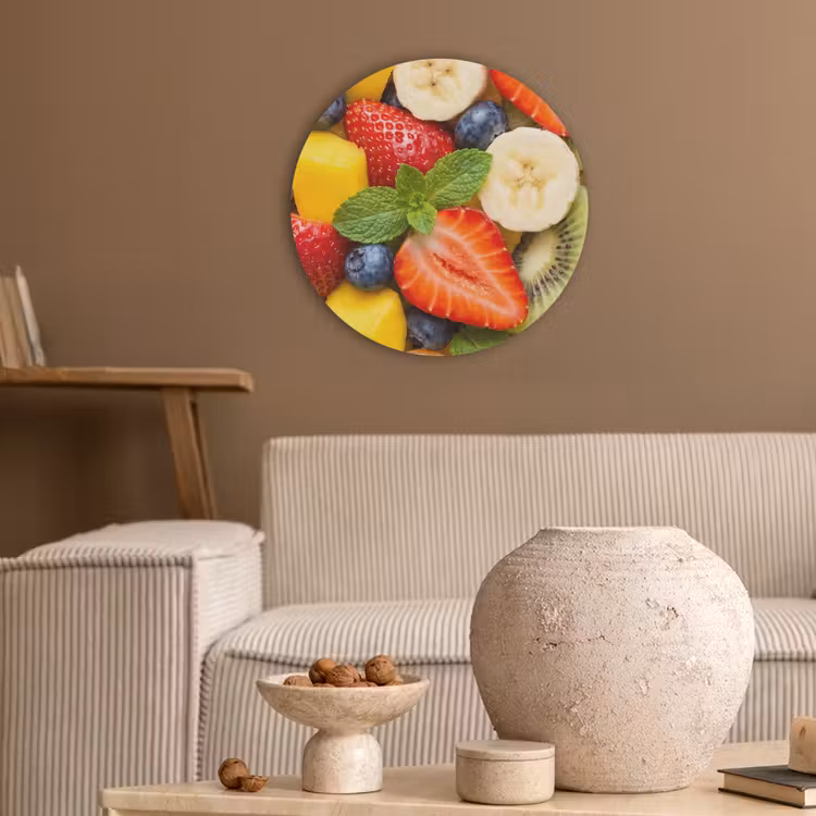 Fruit - Plakjes - Eten - Kleurrijk Akoestische PET Vilt - Rond klein -sfeer1