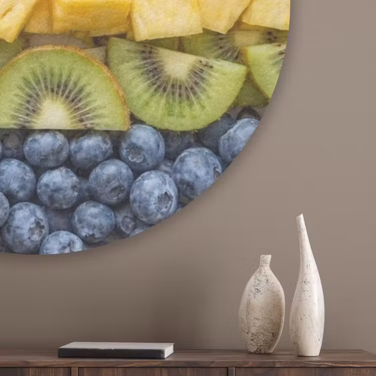 Fruit - Regenboog - Gezond - Kleurrijk Akoestische PET Vilt - Rond klein -sfeer5_closeup