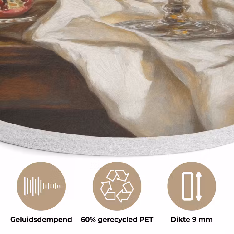 Fruit - Stilleven - Wijn - Kaars Akoestische PET Vilt - Rond klein -closeup_NL