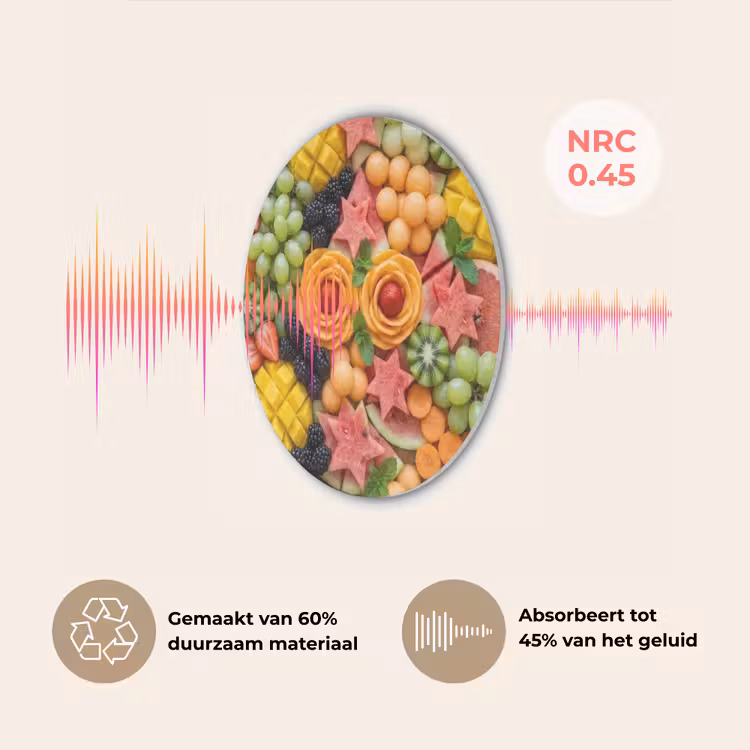 Fruit - Variatie - Kleurrijk - Vers - Eten Akoestische PET Vilt - Rond klein -USP_NL