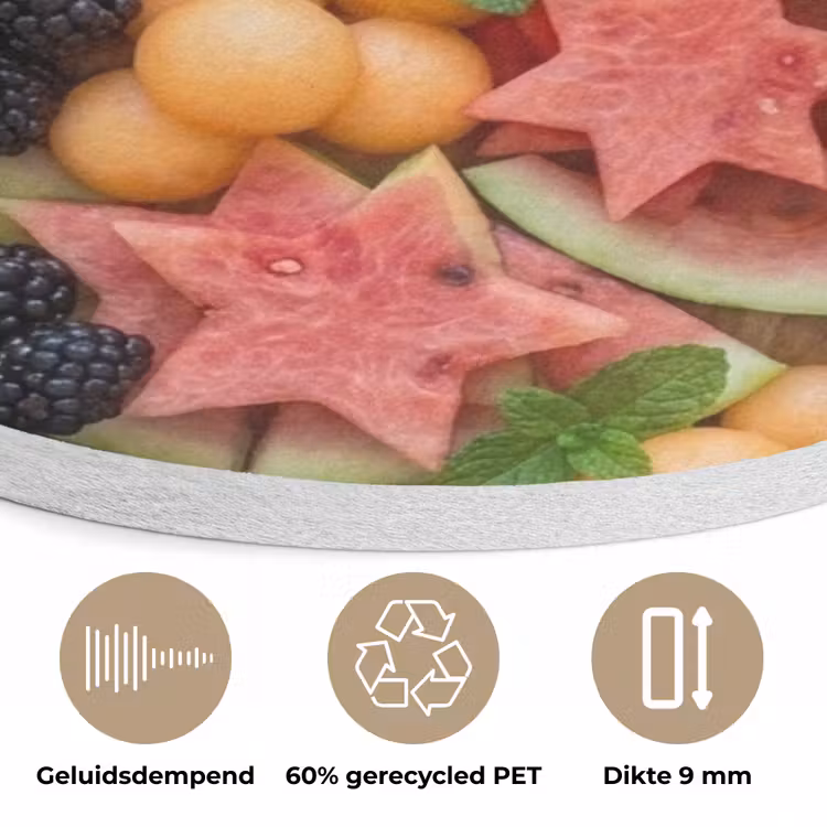 Fruit - Variatie - Kleurrijk - Vers - Eten Akoestische PET Vilt - Rond klein -closeup_NL