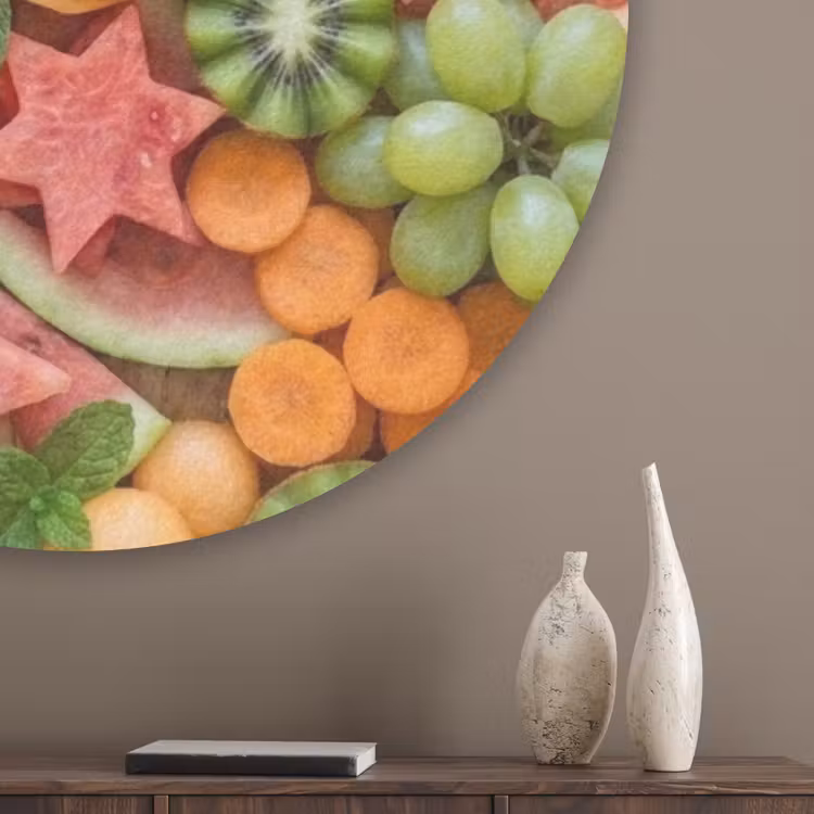 Fruit - Variatie - Kleurrijk - Vers - Eten Akoestische PET Vilt - Rond klein -sfeer5_closeup
