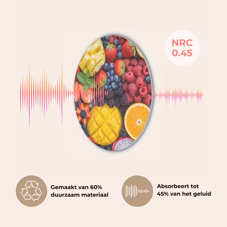 Fruit - Vers - Kleurrijk - Eten Akoestische PET Vilt - Rond klein -USP_NL