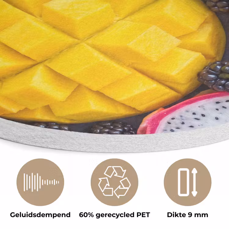 Fruit - Vers - Kleurrijk - Eten Akoestische PET Vilt - Rond klein -closeup_NL