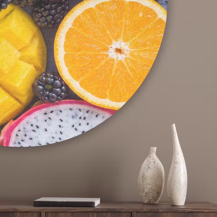 Fruit - Vers - Kleurrijk - Eten Akoestische PET Vilt - Rond klein -sfeer5_closeup