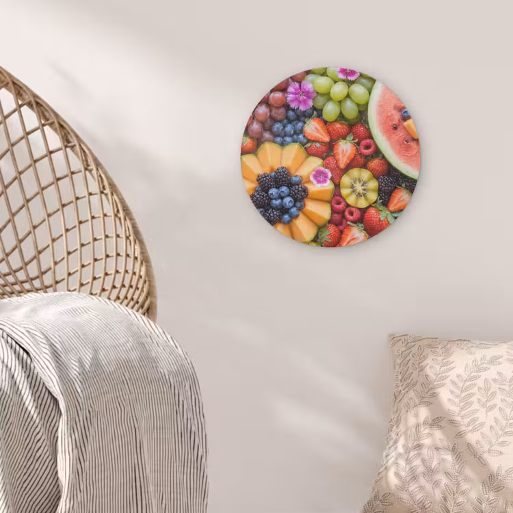 Fruit - Vers - Variatie - Eten - Kleurrijk Akoestische PET Vilt - Rond klein -sfeer4