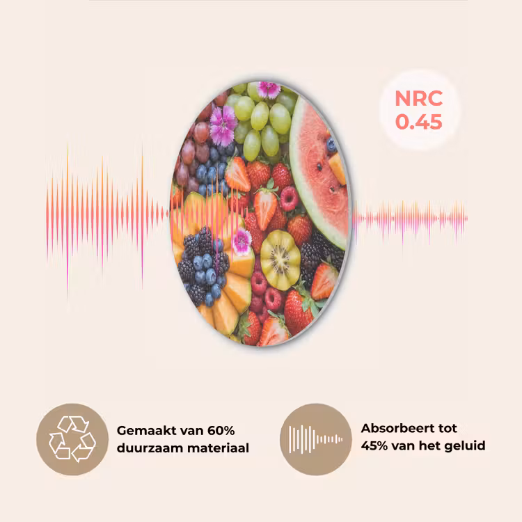 Fruit - Vers - Variatie - Eten - Kleurrijk Akoestische PET Vilt - Rond klein -USP_NL