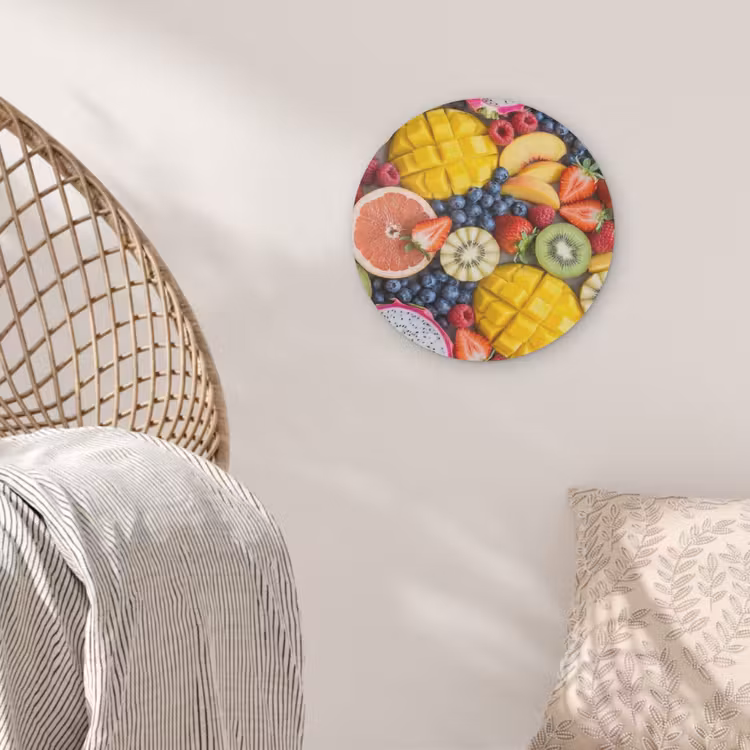 Fruit - Versneden - Kleurrijk - Eten - Gezond Akoestische PET Vilt - Rond klein -sfeer4