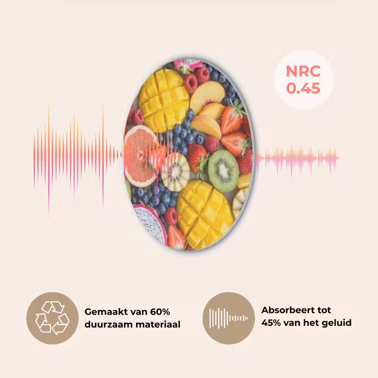 Fruit - Versneden - Kleurrijk - Eten - Gezond Akoestische PET Vilt - Rond klein -USP_NL