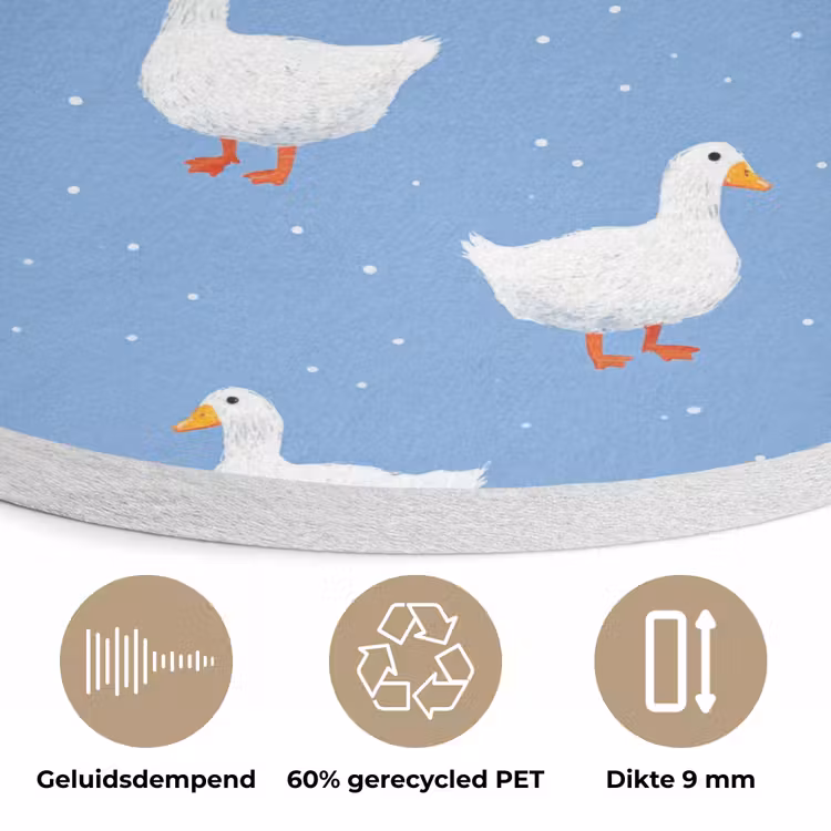 Ganzen - Elegant - Blauw Akoestische PET Vilt - Rond klein 838 -closeup_NL
