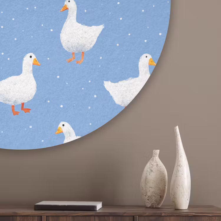 Ganzen - Elegant - Blauw Akoestische PET Vilt - Rond klein 838 -sfeer5_closeup