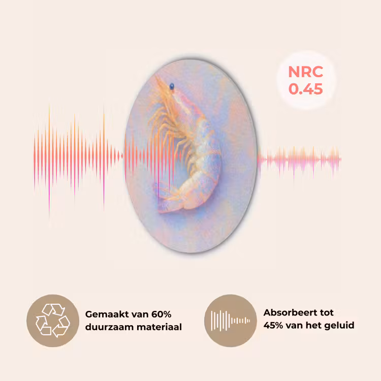 Garnaal - Subtiele structuur - Blauw - Roze Akoestische PET Vilt - Rond klein -USP_NL