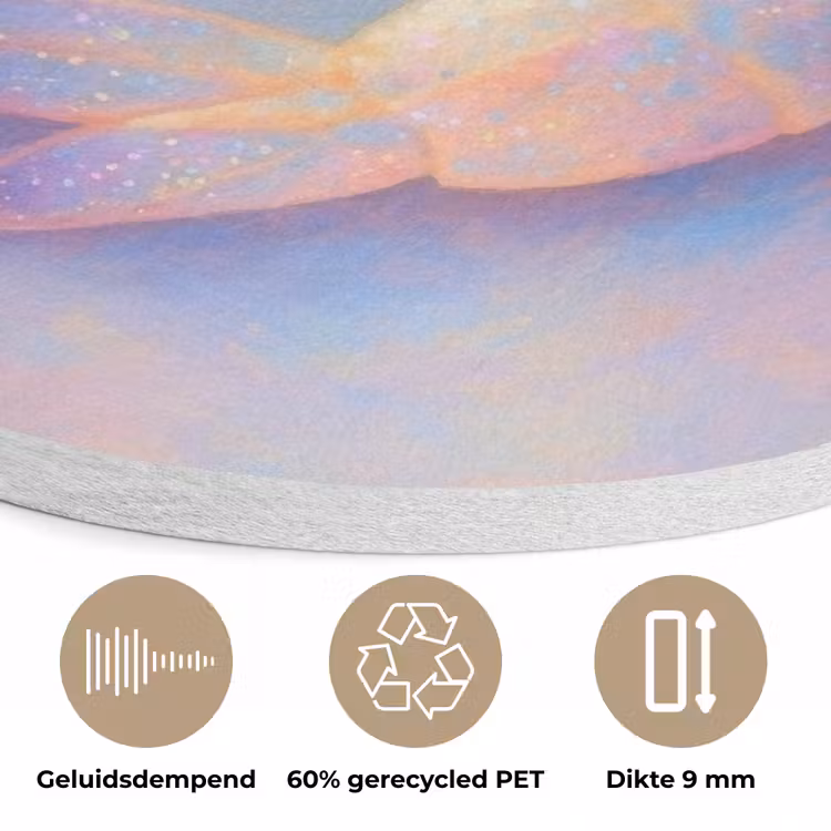 Garnaal - Subtiele structuur - Blauw - Roze Akoestische PET Vilt - Rond klein -closeup_NL