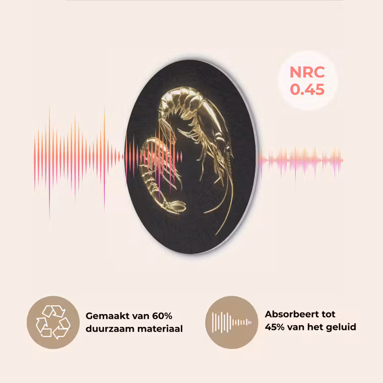 Garnalen - Zwart - Goud - Dieren Akoestische PET Vilt - Rond klein -USP_NL