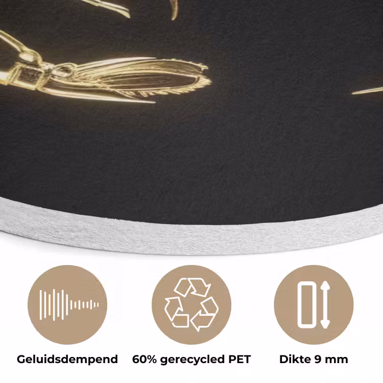 Garnalen - Zwart - Goud - Dieren Akoestische PET Vilt - Rond klein -closeup_NL