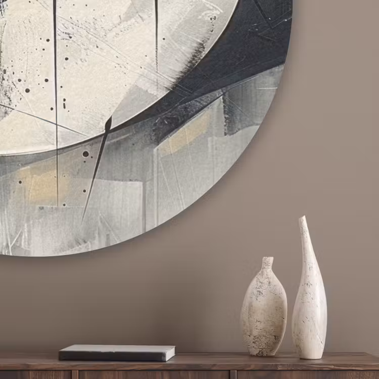 Geel - Abstract - Modern - Vormen Akoestische PET Vilt - Rond klein -sfeer5_closeup