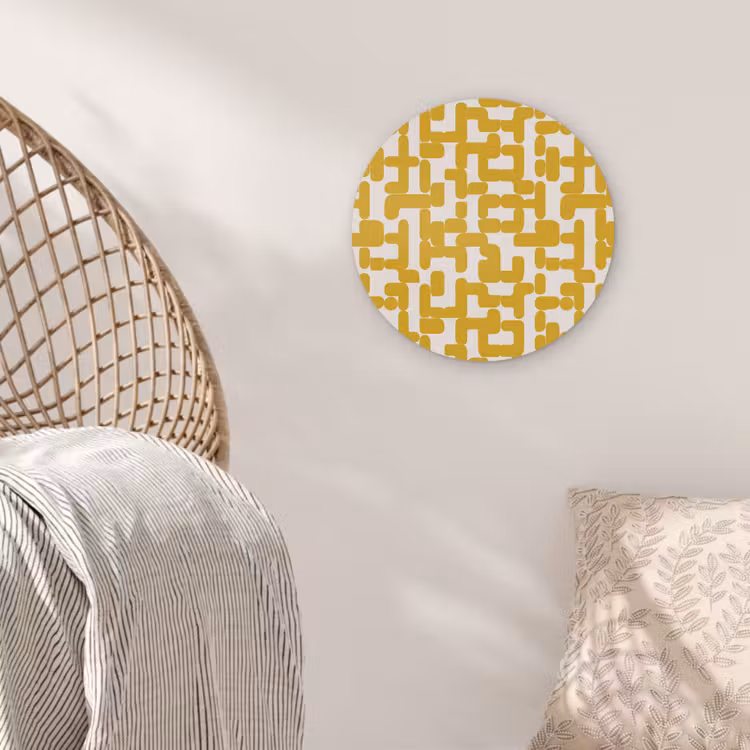 Geel - Beige - Patroon Akoestische PET Vilt - Rond klein 838 -sfeer4