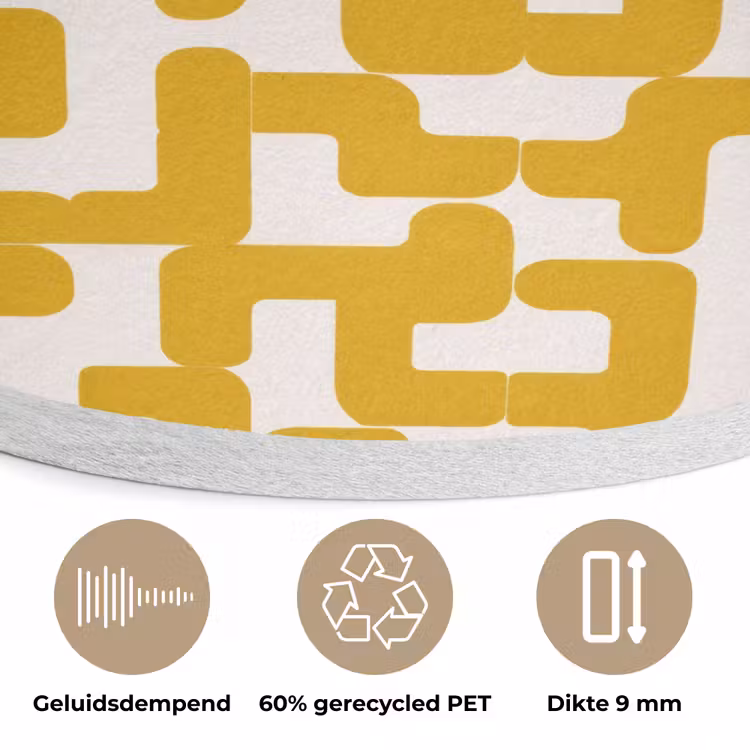 Geel - Beige - Patroon Akoestische PET Vilt - Rond klein 838 -closeup_NL