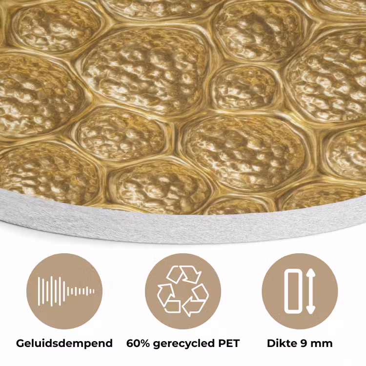 Gehamerd - Mozaïek - Antiek - Goud Akoestische PET Vilt - Rond klein 838 -closeup_NL