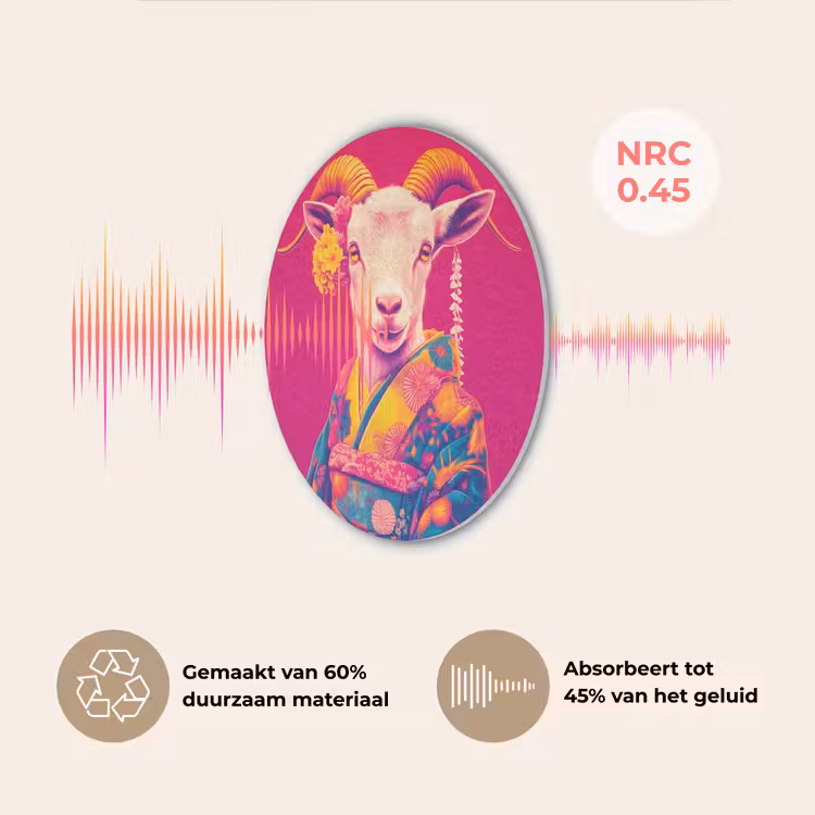 Geit - Hoorns - Kimono - Kleurrijk Akoestische PET Vilt - Rond klein -USP_NL