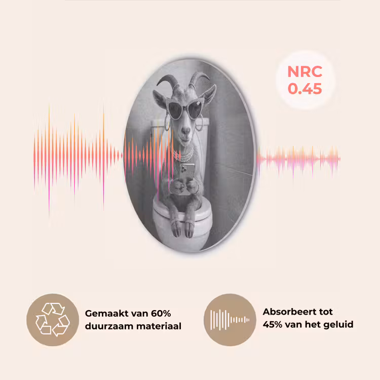 Geit - Telefoon - Toilet - Zwart - Wit Akoestische PET Vilt - Rond klein -USP_NL