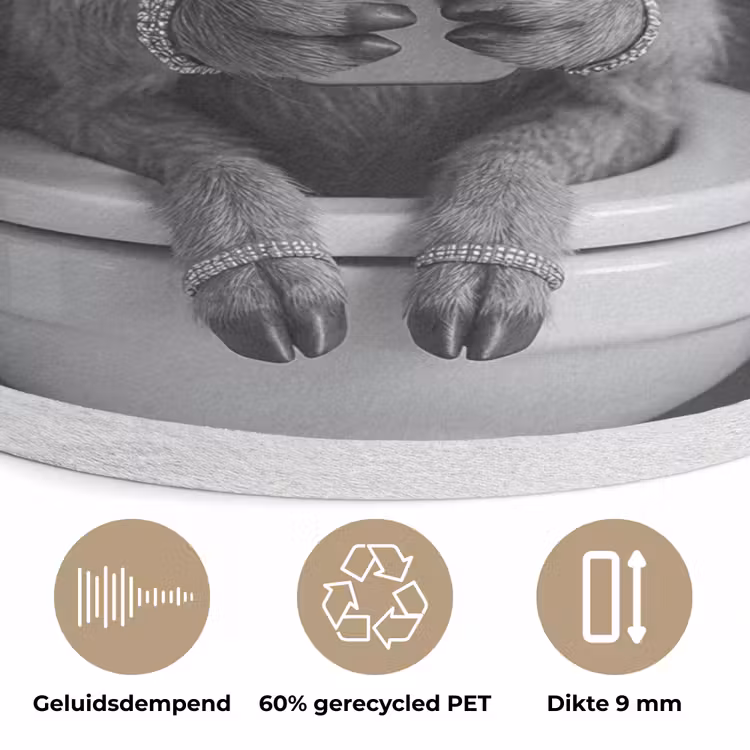Geit - Telefoon - Toilet - Zwart - Wit Akoestische PET Vilt - Rond klein -closeup_NL