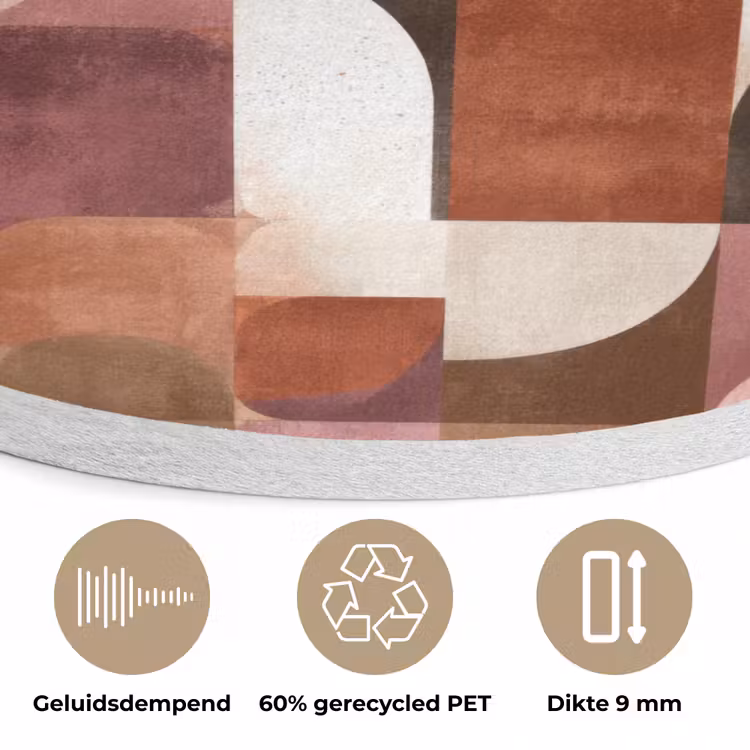 Geometrie - Modern - Retro Akoestische PET Vilt - Rond klein 838 -closeup_NL