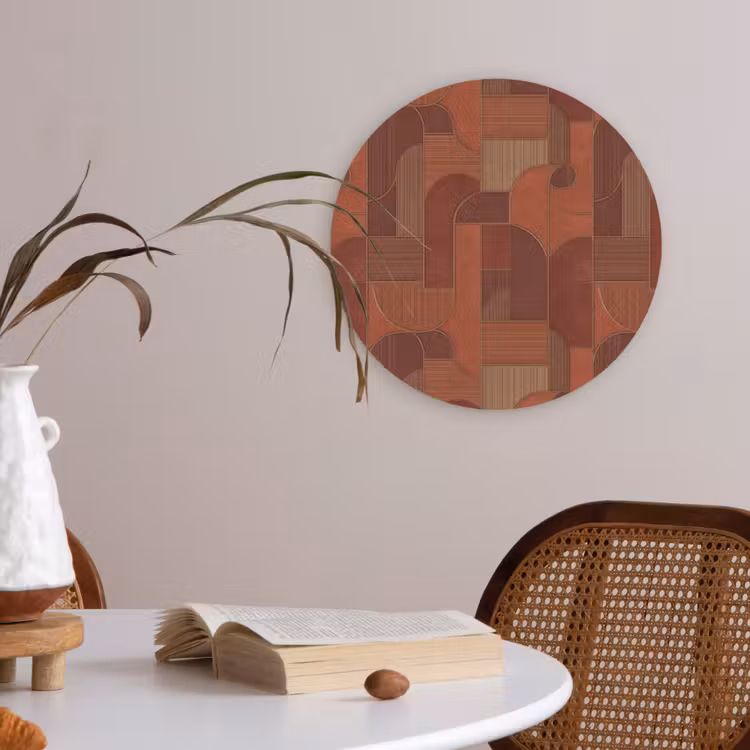Geometrisch - Abstract - Textuur - Bruin Akoestische PET Vilt - Rond klein 838 -sfeer3
