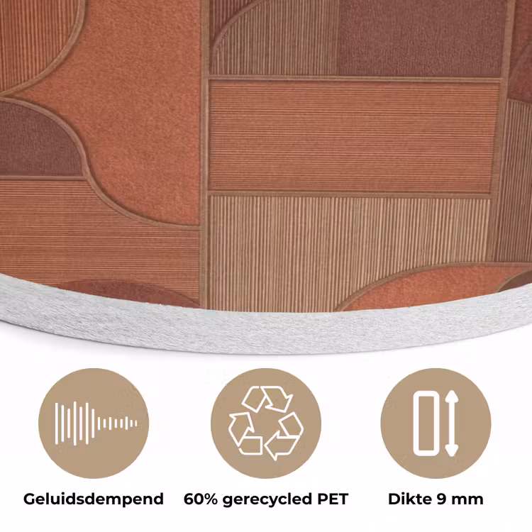 Geometrisch - Abstract - Textuur - Bruin Akoestische PET Vilt - Rond klein 838 -closeup_NL