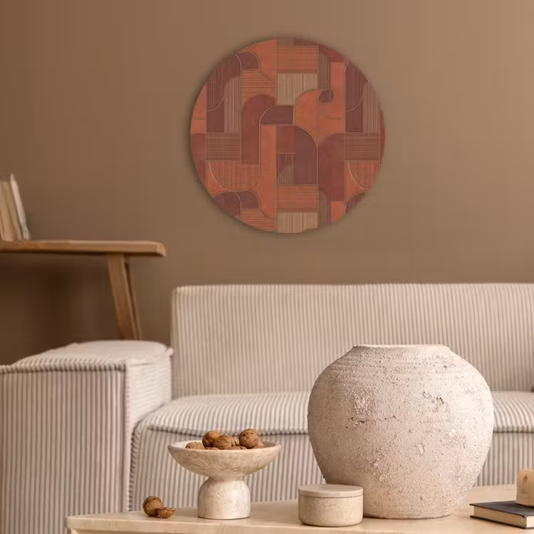 Geometrisch - Abstract - Textuur - Bruin Akoestische PET Vilt - Rond klein 838 -sfeer1